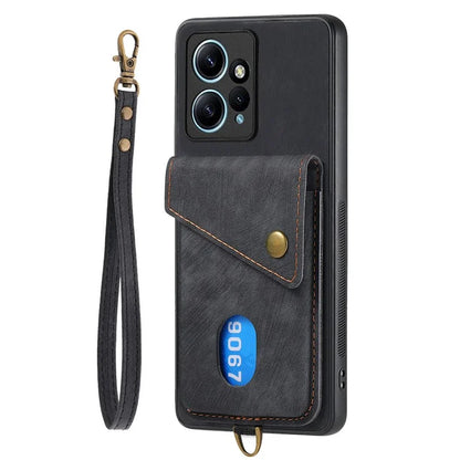 D1 For Xiaomi Redmi Note 12 4G Protective Case Kickstand PU+TPU Phone Cover