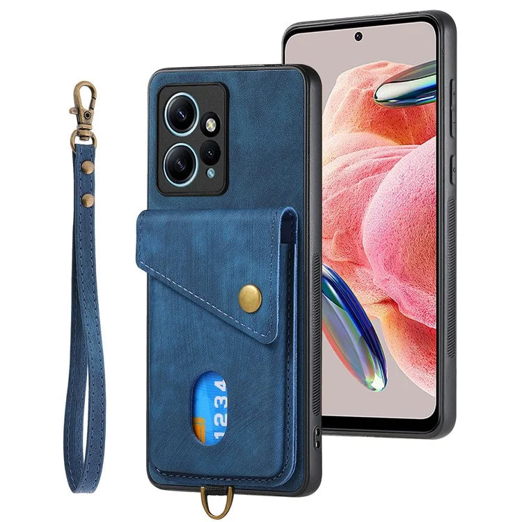 D1 For Xiaomi Redmi Note 12 4G Protective Case Kickstand PU+TPU Phone Cover