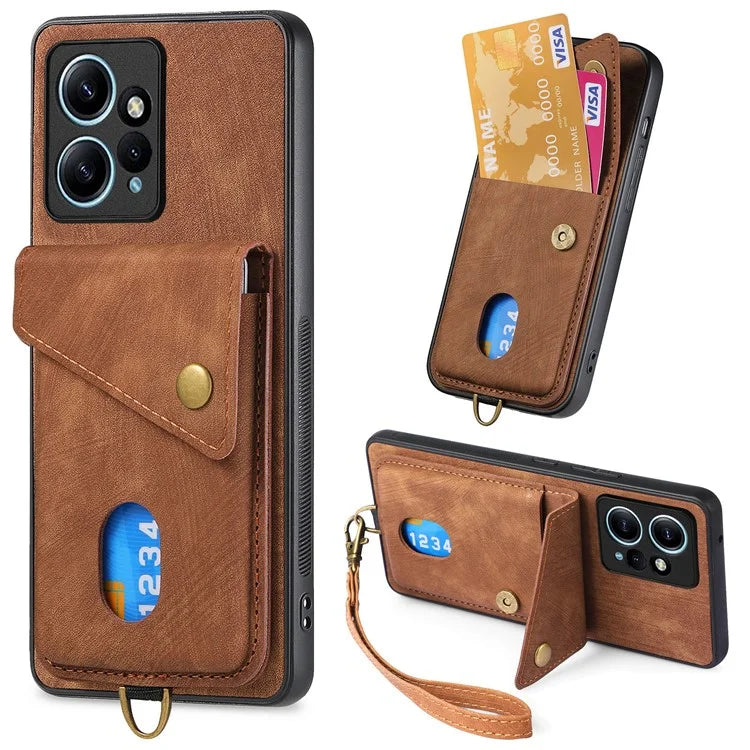 D1 For Xiaomi Redmi Note 12 4G Protective Case Kickstand PU+TPU Phone Cover