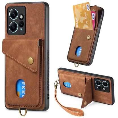 D1 For Xiaomi Redmi Note 12 4G Protective Case Kickstand PU+TPU Phone Cover