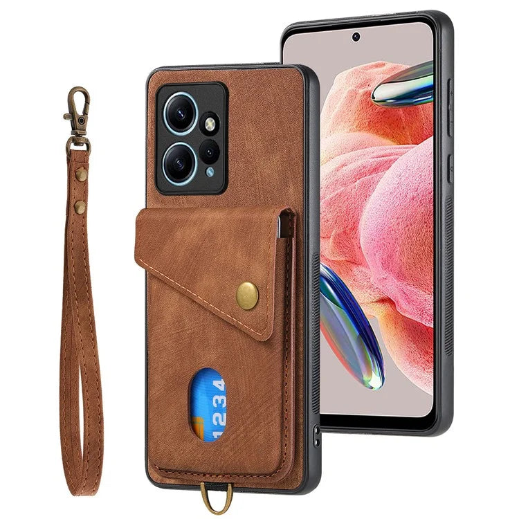 D1 For Xiaomi Redmi Note 12 4G Protective Case Kickstand PU+TPU Phone Cover