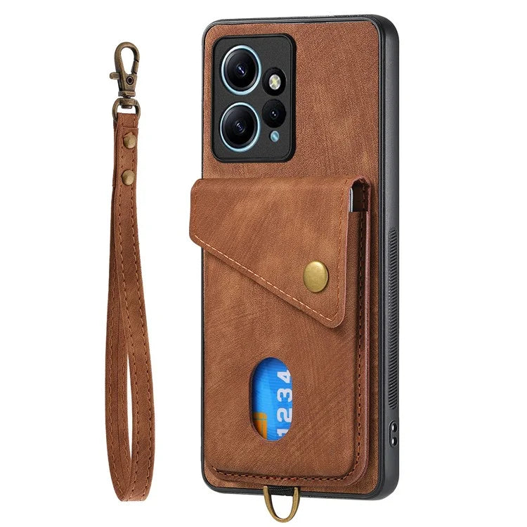 D1 For Xiaomi Redmi Note 12 4G Protective Case Kickstand PU+TPU Phone Cover