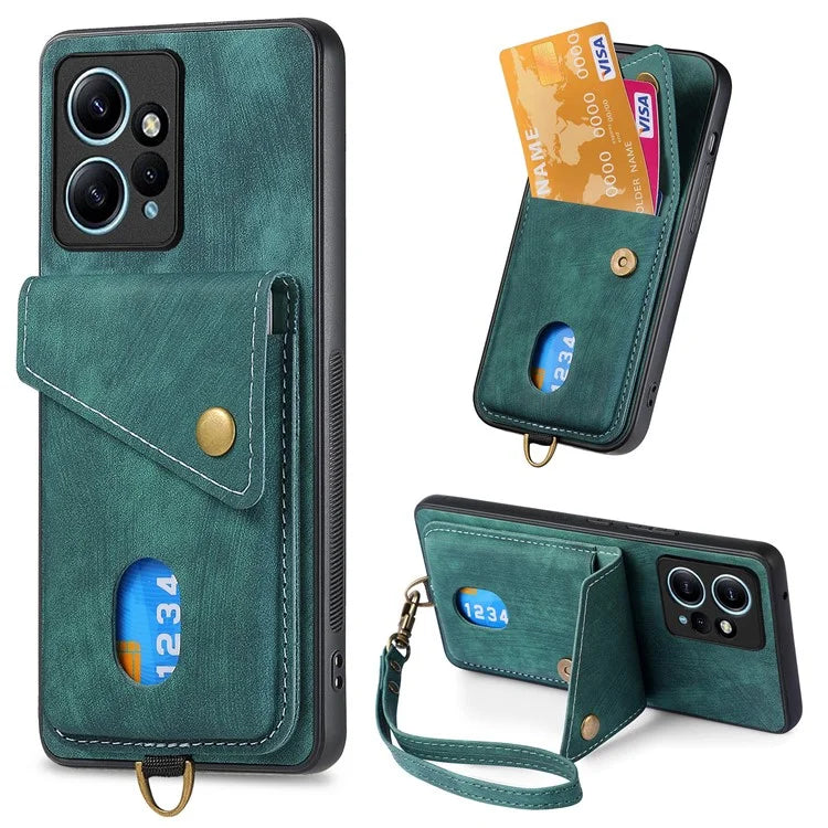D1 For Xiaomi Redmi Note 12 4G Protective Case Kickstand PU+TPU Phone Cover