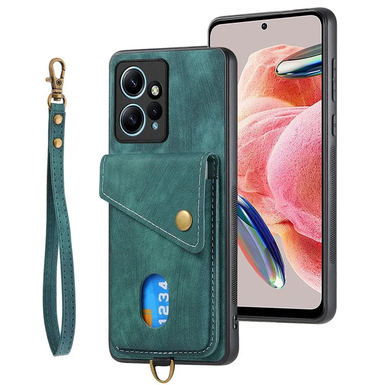 D1 For Xiaomi Redmi Note 12 4G Protective Case Kickstand PU+TPU Phone Cover
