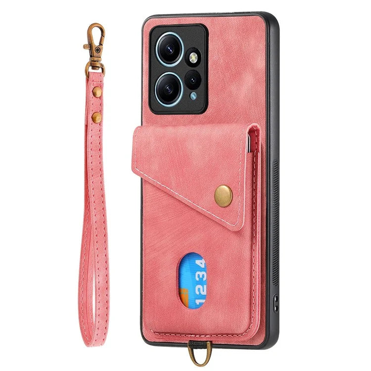 D1 For Xiaomi Redmi Note 12 4G Protective Case Kickstand PU+TPU Phone Cover
