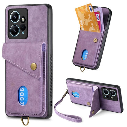 D1 For Xiaomi Redmi Note 12 4G Protective Case Kickstand PU+TPU Phone Cover
