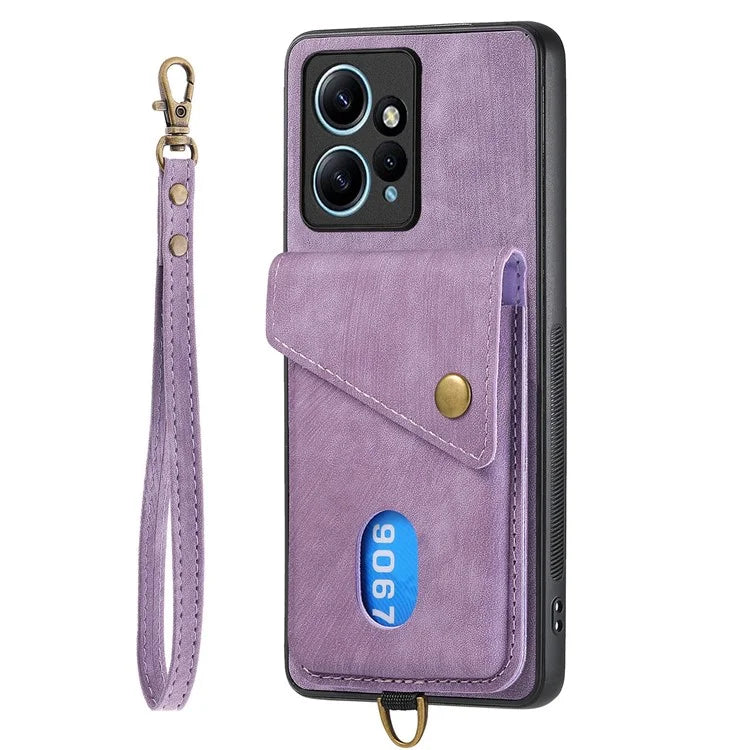 D1 For Xiaomi Redmi Note 12 4G Protective Case Kickstand PU+TPU Phone Cover