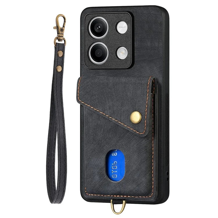 D1 For Xiaomi Redmi Note 13 5G Case PU+TPU Card Slot Phone Cover with Kickstand