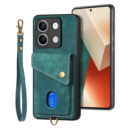 D1 For Xiaomi Redmi Note 13 5G Case PU+TPU Card Slot Phone Cover with Kickstand