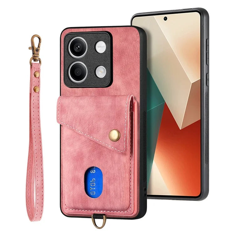 D1 For Xiaomi Redmi Note 13 5G Case PU+TPU Card Slot Phone Cover with Kickstand