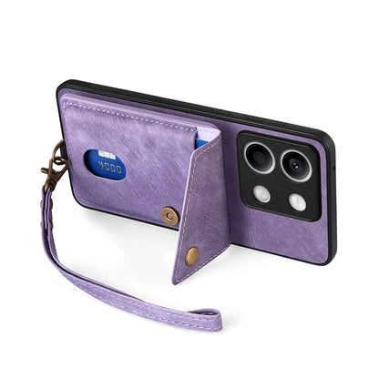 D1 For Xiaomi Redmi Note 13 5G Case PU+TPU Card Slot Phone Cover with Kickstand
