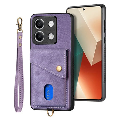 D1 For Xiaomi Redmi Note 13 5G Case PU+TPU Card Slot Phone Cover with Kickstand