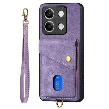 D1 For Xiaomi Redmi Note 13 5G Case PU+TPU Card Slot Phone Cover with Kickstand