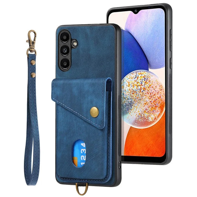 D1 For Samsung Galaxy A14 5G / A14 4G Kickstand Case PU+TPU Shockproof Phone Cover