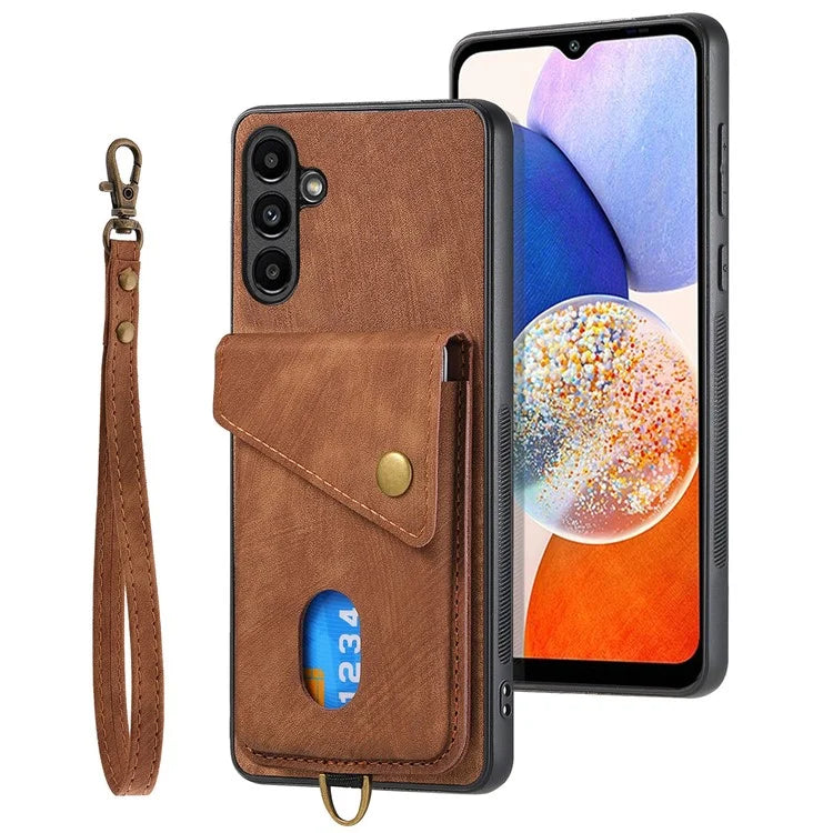 D1 For Samsung Galaxy A14 5G / A14 4G Kickstand Case PU+TPU Shockproof Phone Cover