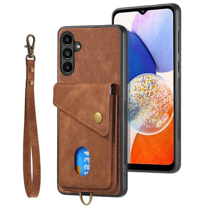 D1 For Samsung Galaxy A14 5G / A14 4G Kickstand Case PU+TPU Shockproof Phone Cover