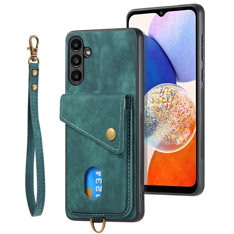 D1 For Samsung Galaxy A14 5G / A14 4G Kickstand Case PU+TPU Shockproof Phone Cover
