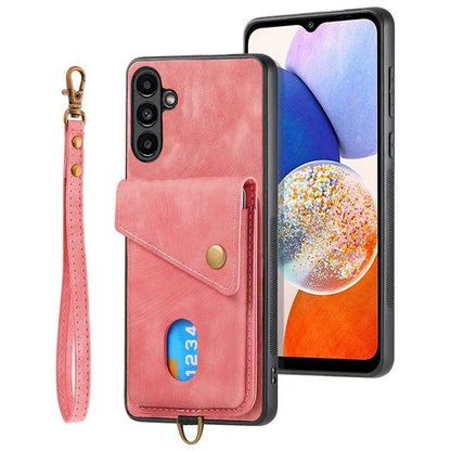 D1 For Samsung Galaxy A14 5G / A14 4G Kickstand Case PU+TPU Shockproof Phone Cover