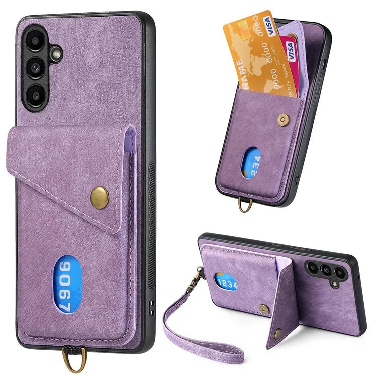D1 For Samsung Galaxy A14 5G / A14 4G Kickstand Case PU+TPU Shockproof Phone Cover