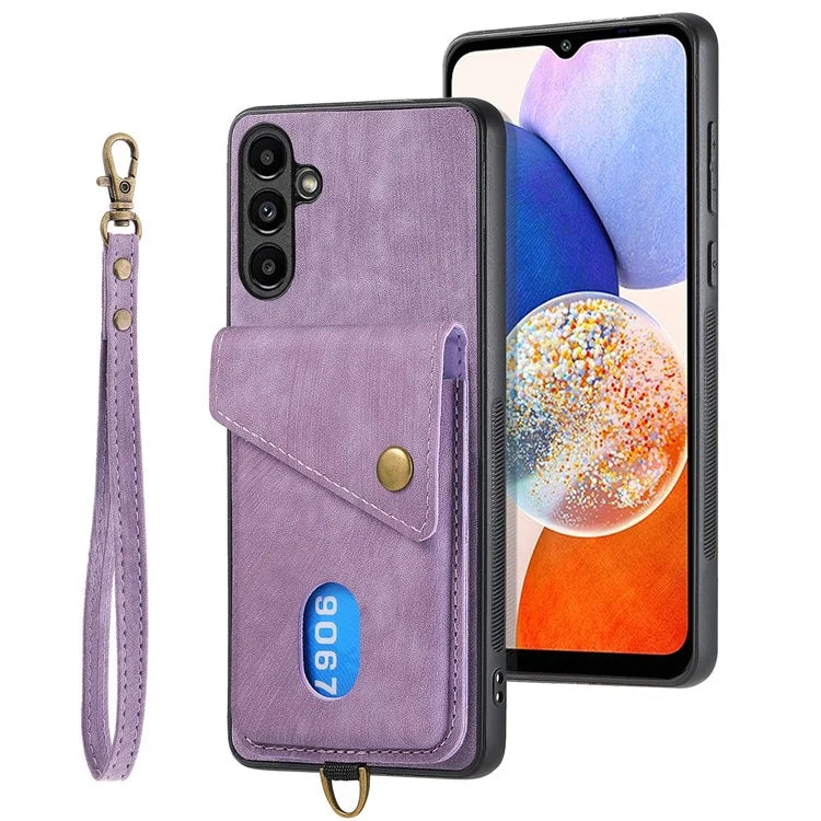 D1 For Samsung Galaxy A14 5G / A14 4G Kickstand Case PU+TPU Shockproof Phone Cover