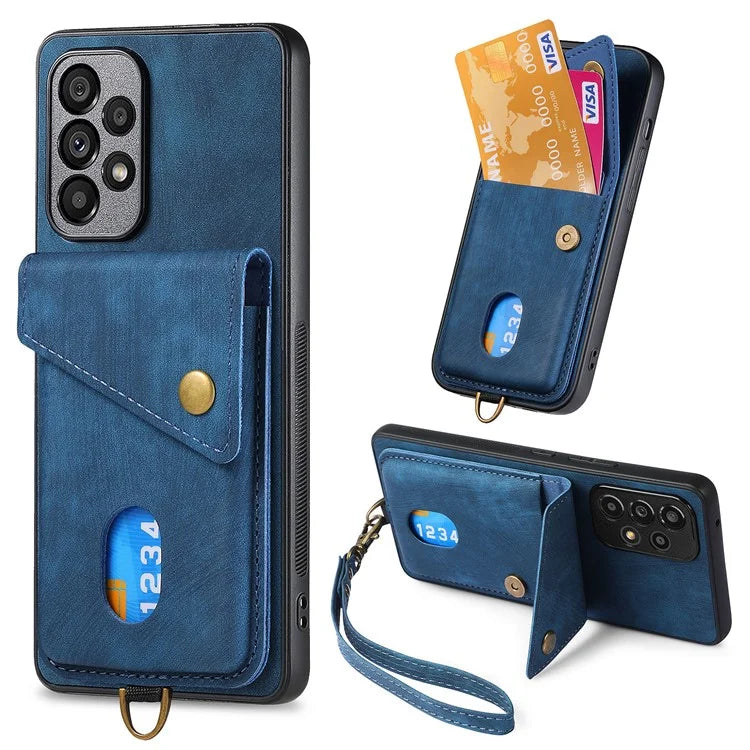 D1 For Samsung Galaxy A13 4G Shockproof Case Kickstand PU+TPU Phone Cover