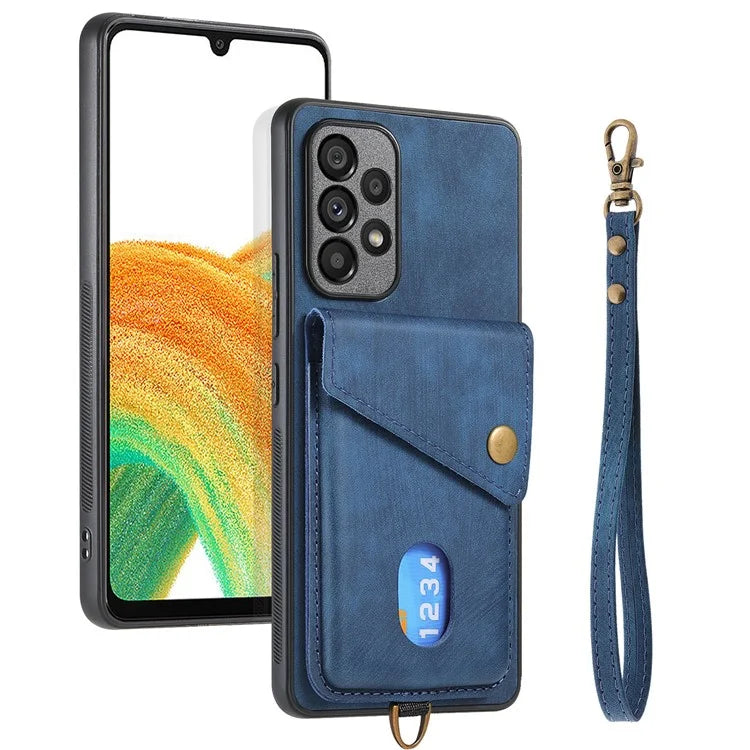 D1 For Samsung Galaxy A13 4G Shockproof Case Kickstand PU+TPU Phone Cover