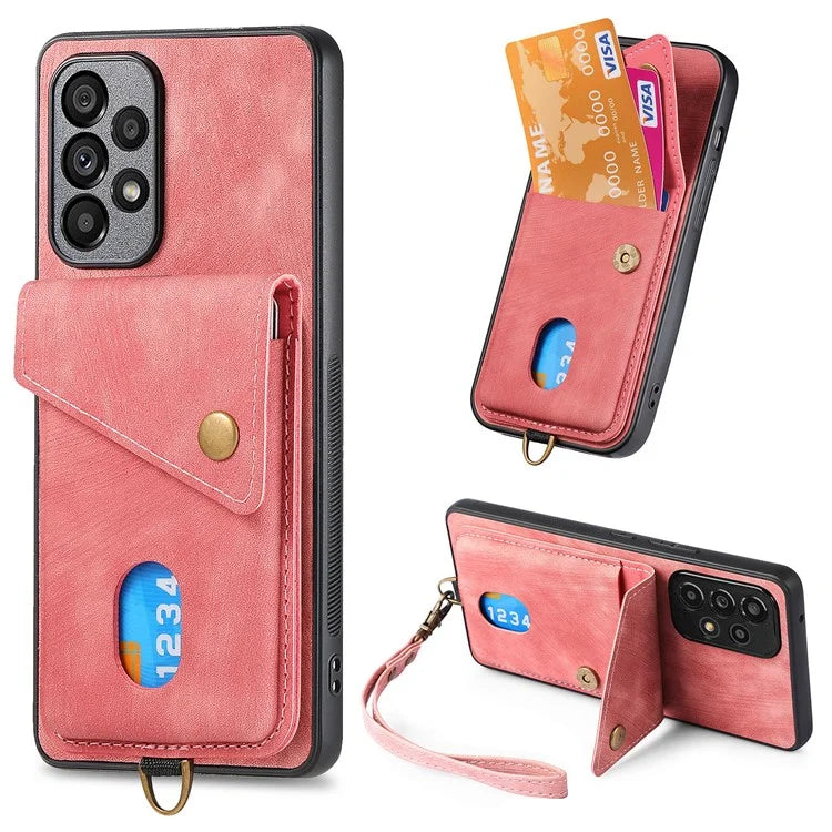 D1 For Samsung Galaxy A13 4G Shockproof Case Kickstand PU+TPU Phone Cover