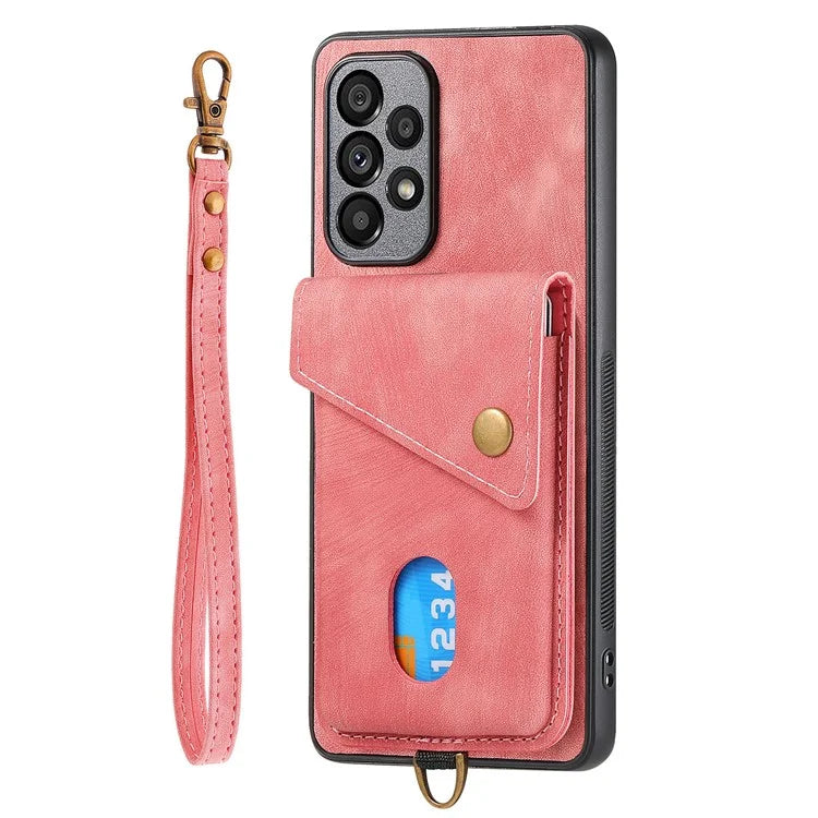 D1 For Samsung Galaxy A13 4G Shockproof Case Kickstand PU+TPU Phone Cover