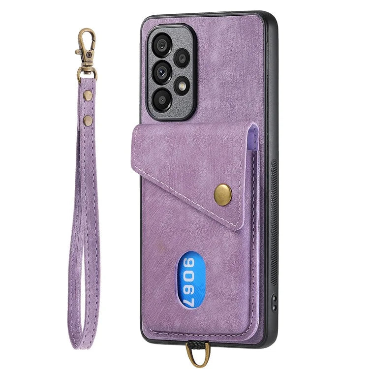 D1 For Samsung Galaxy A13 4G Shockproof Case Kickstand PU+TPU Phone Cover