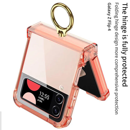 For Samsung Galaxy Z Flip4 5G Magnetic Case Ring Kickstand TPU Phone Cover with Hinge Protection Black