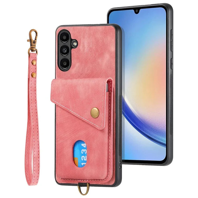 D1 For Samsung Galaxy A13 5G / A04s 4G (164.7 x 76.7 x 9.1 mm) Kickstand Case PU+TPU Phone Cover