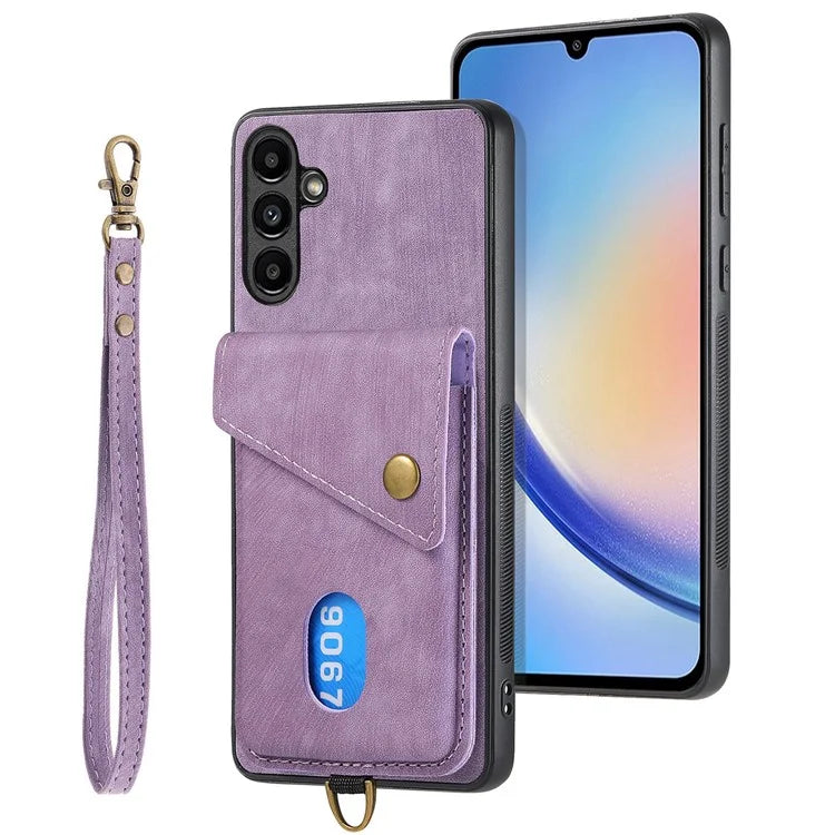 D1 For Samsung Galaxy A13 5G / A04s 4G (164.7 x 76.7 x 9.1 mm) Kickstand Case PU+TPU Phone Cover