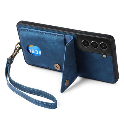 D1 For Samsung Galaxy S22+ 5G Phone Case Retro Leather Coated TPU Cover with Card Holder