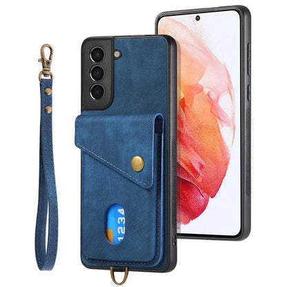 D1 For Samsung Galaxy S22+ 5G Phone Case Retro Leather Coated TPU Cover with Card Holder