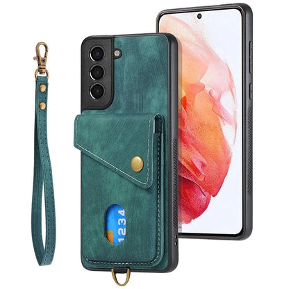 D1 For Samsung Galaxy S22+ 5G Phone Case Retro Leather Coated TPU Cover with Card Holder