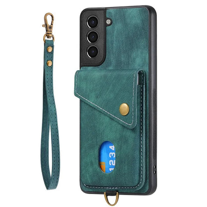 D1 For Samsung Galaxy S22+ 5G Phone Case Retro Leather Coated TPU Cover with Card Holder