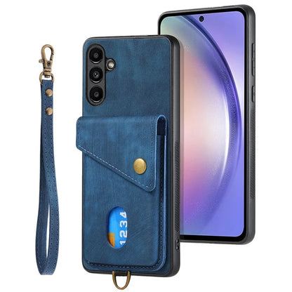 D1 For Samsung Galaxy A25 5G (Global) (161.0 x 76.5 x 8.3mm) Case Card Holder Leather+TPU Phone Cover