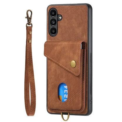 D1 For Samsung Galaxy A25 5G (Global) (161.0 x 76.5 x 8.3mm) Case Card Holder Leather+TPU Phone Cover
