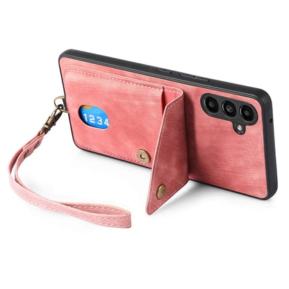 D1 For Samsung Galaxy A25 5G (Global) (161.0 x 76.5 x 8.3mm) Case Card Holder Leather+TPU Phone Cover