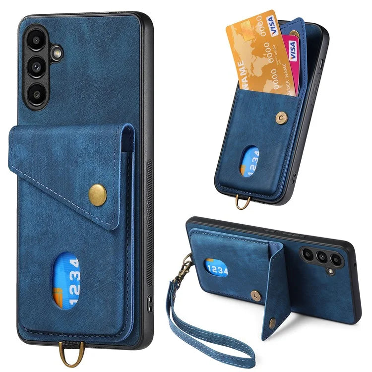 D1 For Samsung Galaxy A05s 4G Kickstand Case Leather+TPU Card Slot Phone Cover