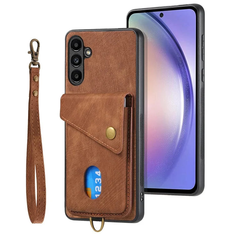 D1 For Samsung Galaxy A05s 4G Kickstand Case Leather+TPU Card Slot Phone Cover