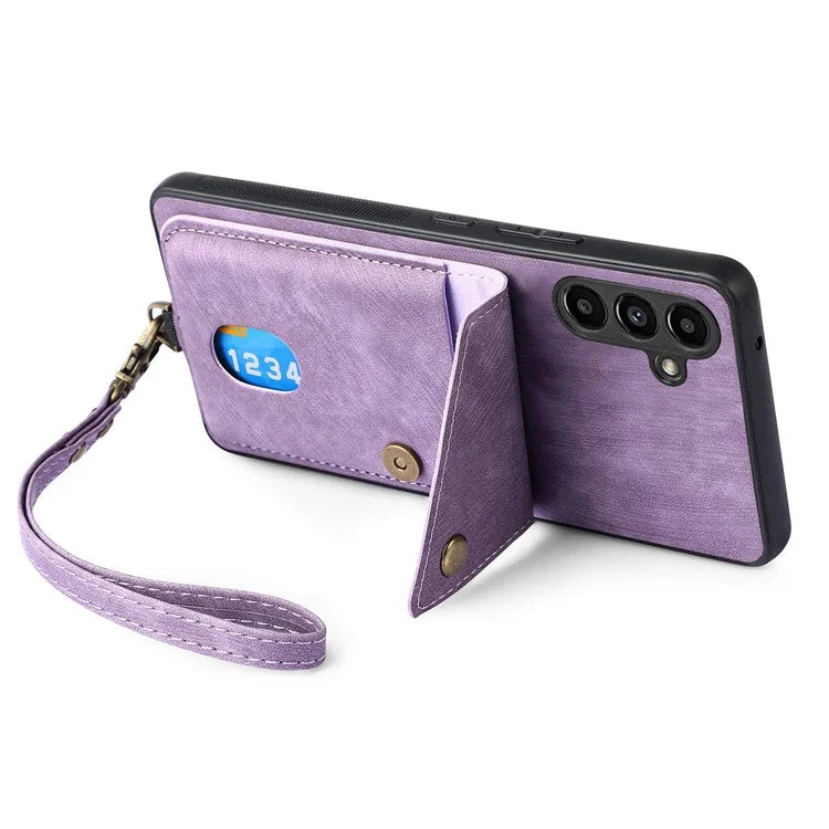 D1 For Samsung Galaxy A05s 4G Kickstand Case Leather+TPU Card Slot Phone Cover
