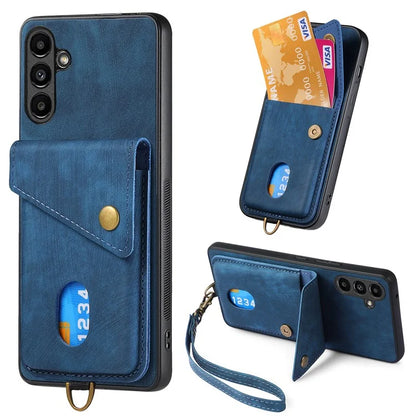 D1 For Samsung Galaxy A54 5G Phone Case Card Holder Retro Leather Coated TPU Back Cover