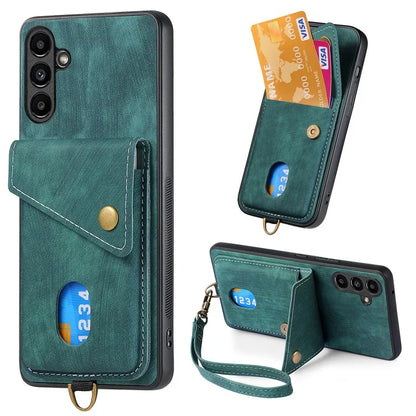 D1 For Samsung Galaxy A54 5G Phone Case Card Holder Retro Leather Coated TPU Back Cover
