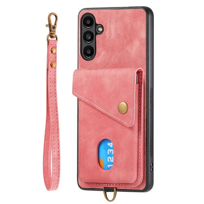 D1 For Samsung Galaxy M14 4G Case Leather Coated TPU Phone Card Bag Kickstand