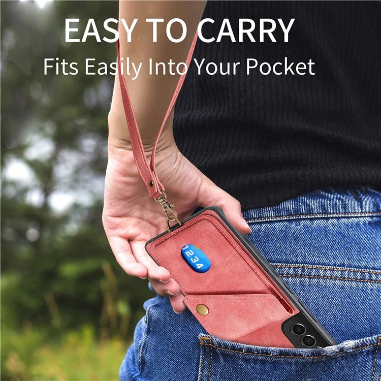 D1 For Samsung Galaxy S21 5G / 4G Case Kickstand Leather+TPU Phone Cover with Card Slot