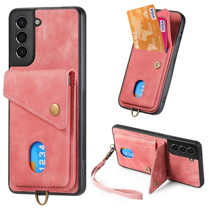 D1 For Samsung Galaxy S21 5G / 4G Case Kickstand Leather+TPU Phone Cover with Card Slot
