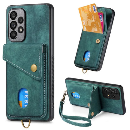 D1 For Samsung Galaxy A53 5G Case with Hand Strap Card Holder Leather+TPU Phone Cover