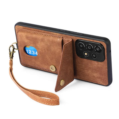 D1 For Samsung Galaxy A53 5G Case with Hand Strap Card Holder Leather+TPU Phone Cover