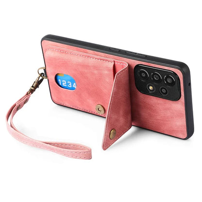 D1 For Samsung Galaxy A53 5G Case with Hand Strap Card Holder Leather+TPU Phone Cover